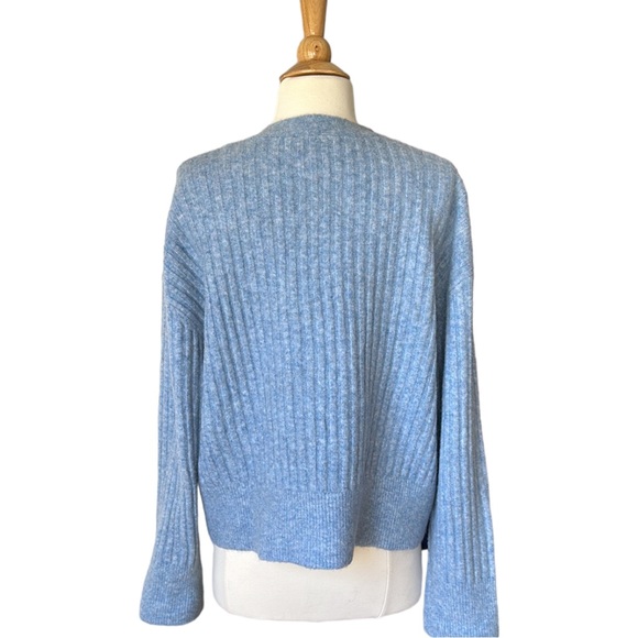 ZARA Ribbed Knit Boxy Cropped Cardigan Sweater, L - Picture 8 of 15